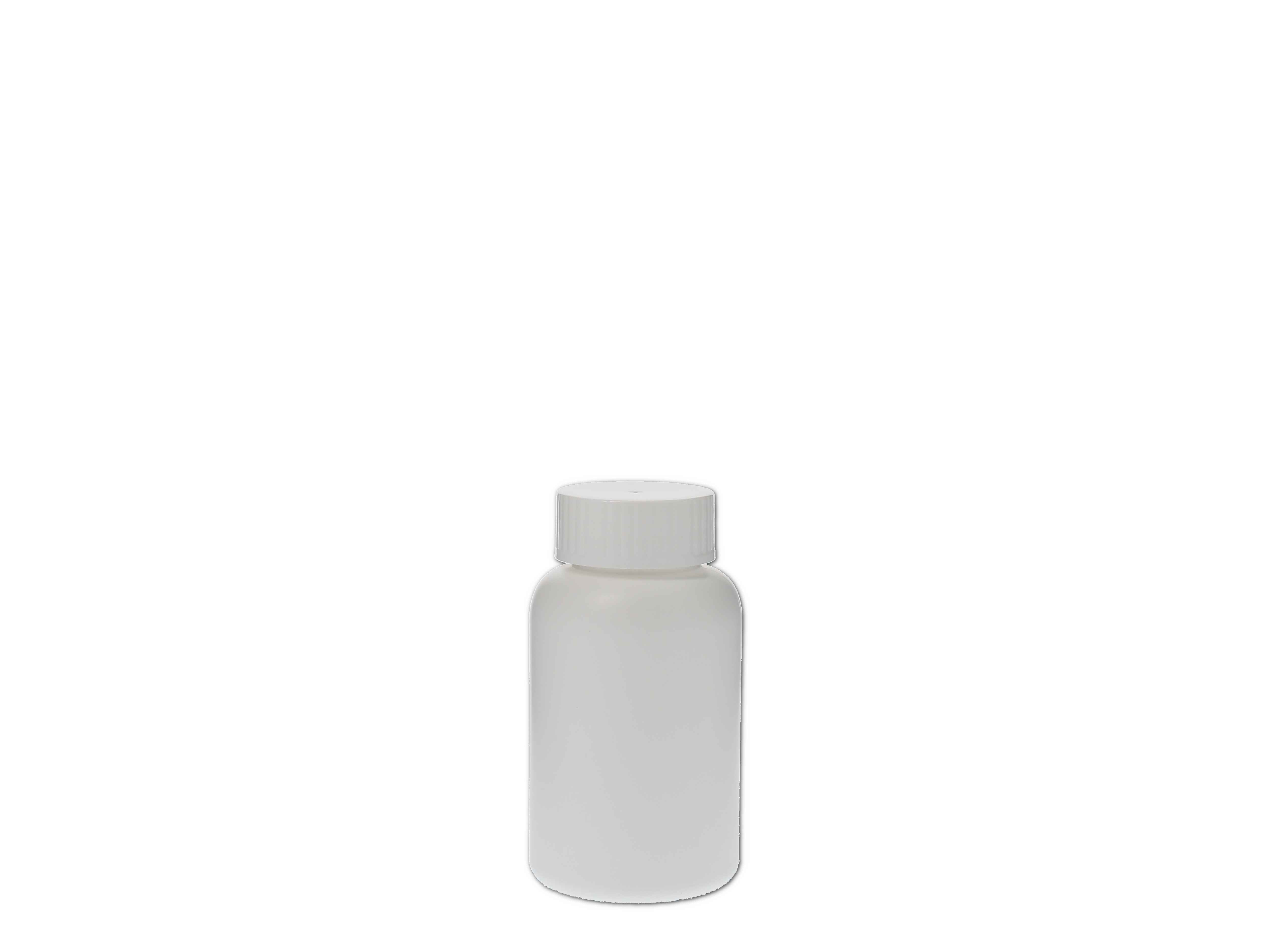    Weithals-Flasche, Kunststoff, weiß mit Deckel 100ml