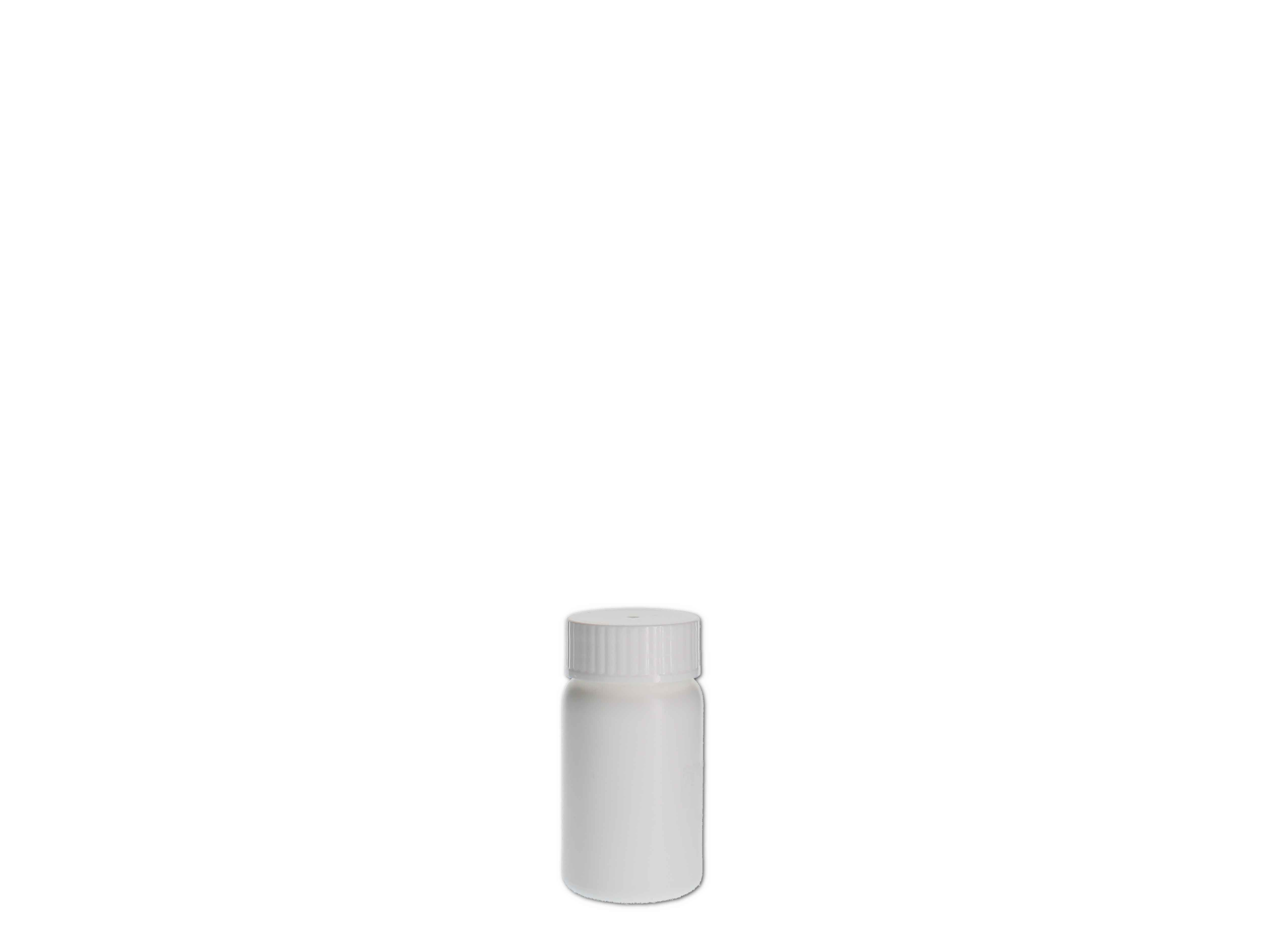    Weithals-Flasche, Kunststoff, weiß mit Deckel 50ml