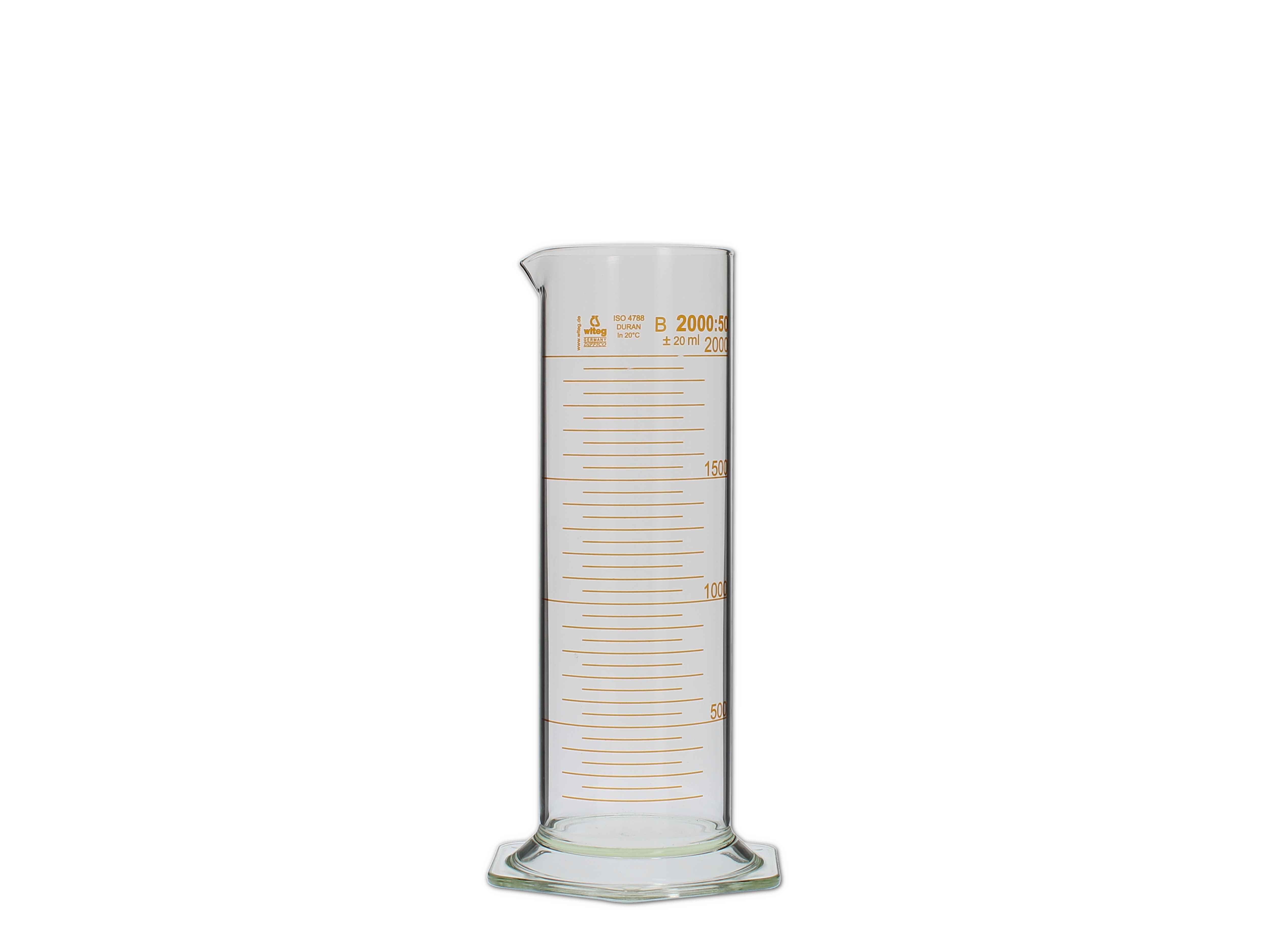    Messzylinder, Glas, graduiert - 2000ml (niedere Form)
